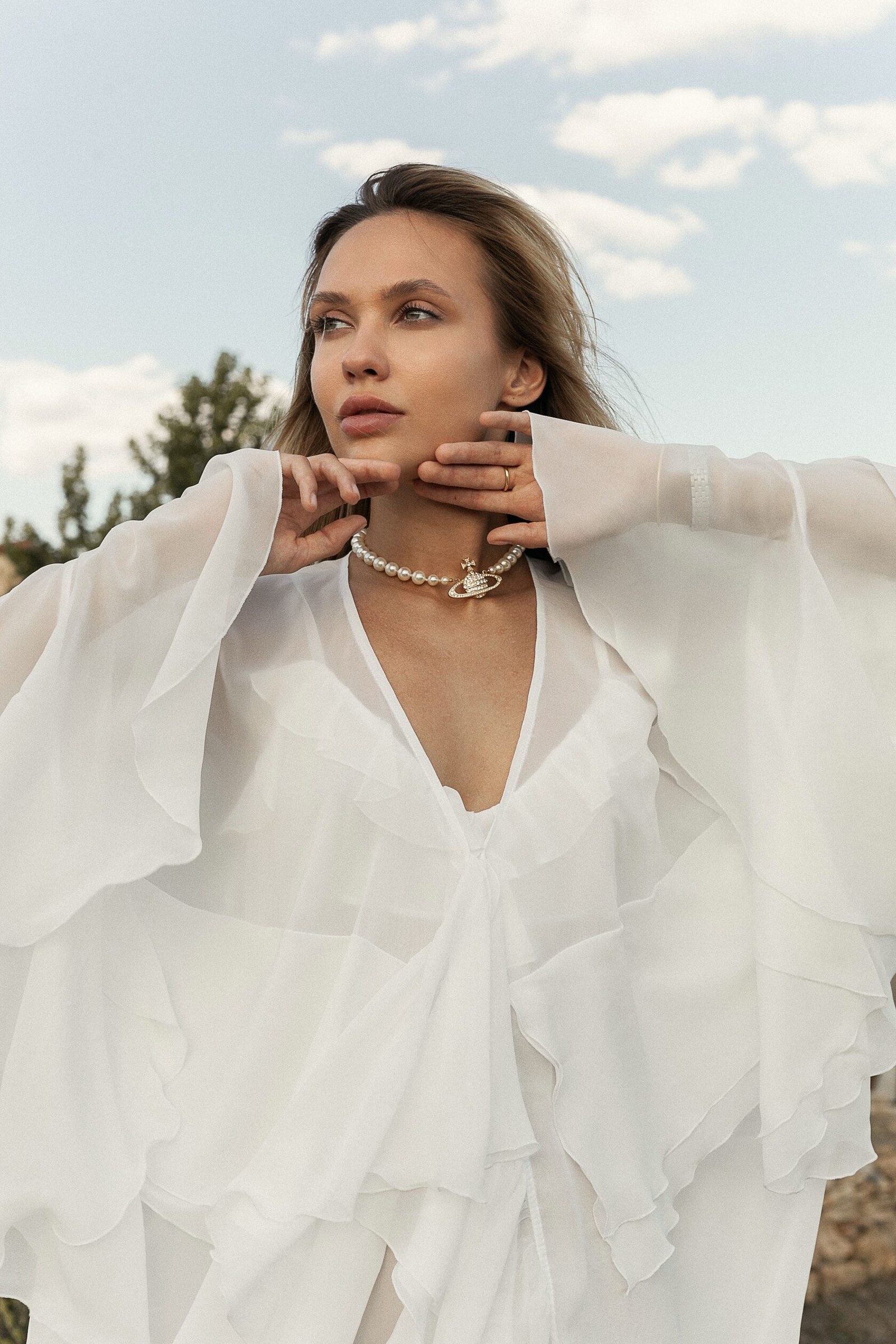 Шифоновое платье-накидка Francheska с разрезами по бокам - фото 4