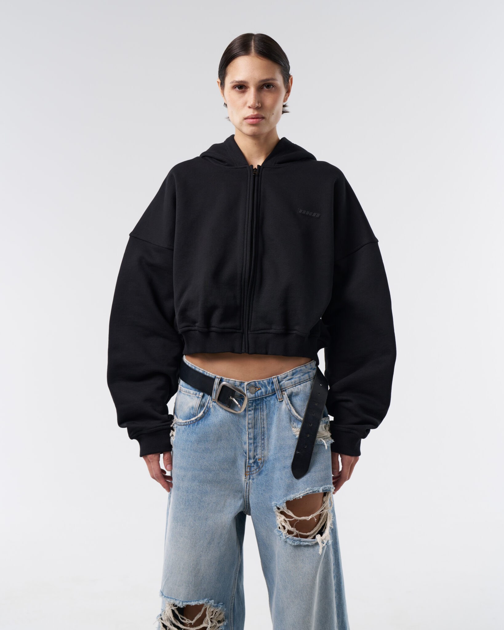 Худи CROP NKN black, черный - фото 2
