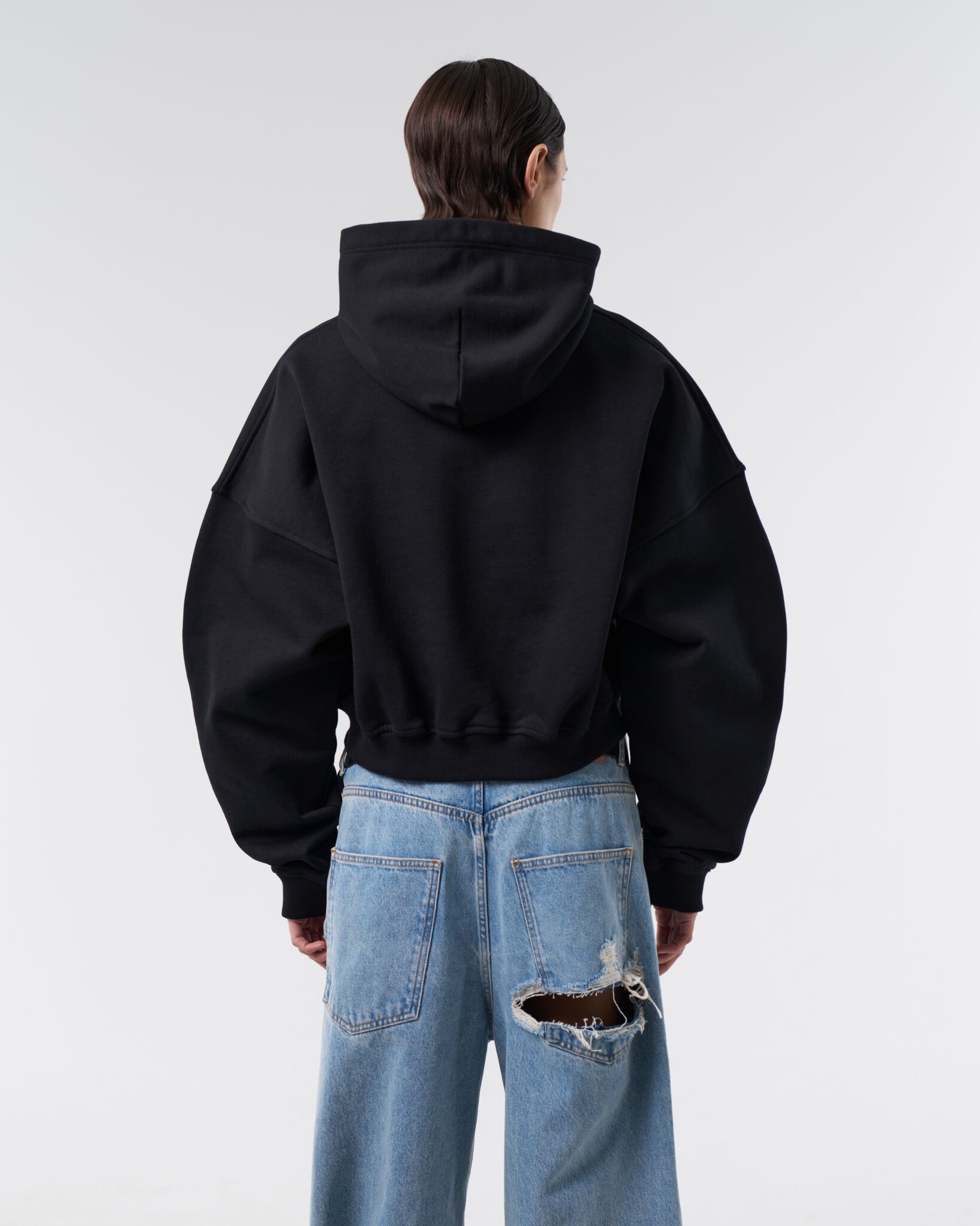 Худи CROP NKN black, черный - фото 5