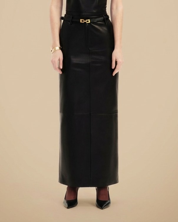 Maxi Leather Skirt with Pockets - фото 3