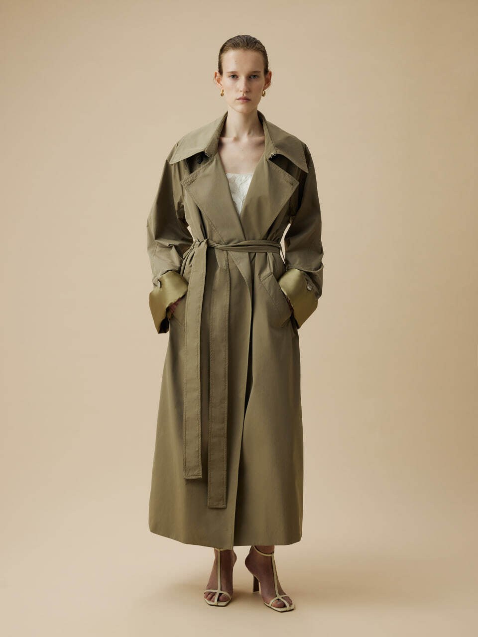 Cape with Detached Cuffs in Haki - Bats