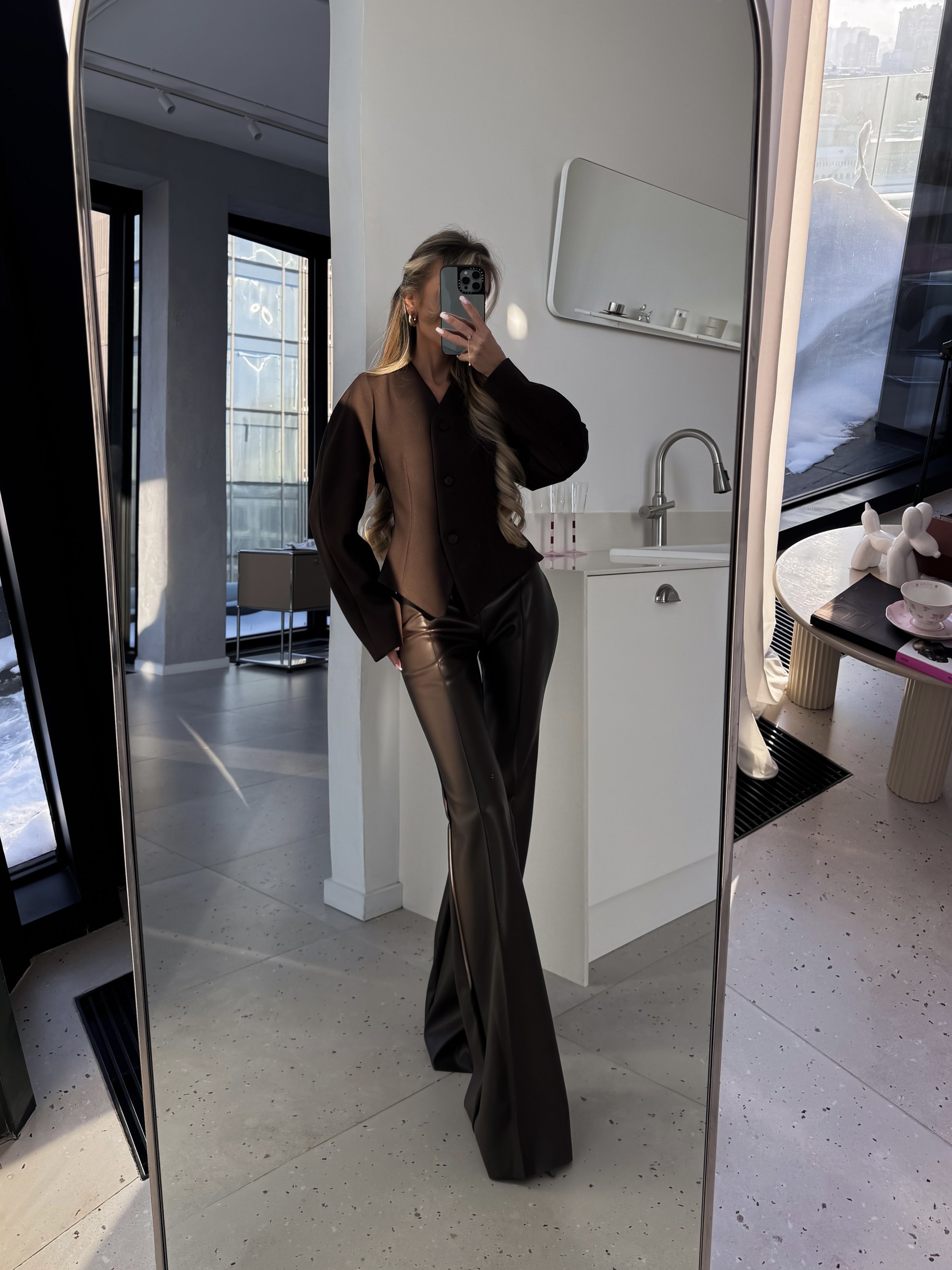 Брюки клеш из искусственной кожи - Indress