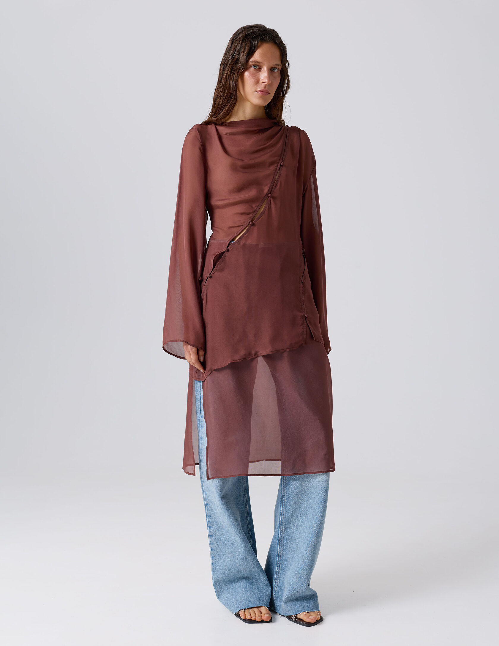 Блуза "Шёлковый пар", Корица - фото 3