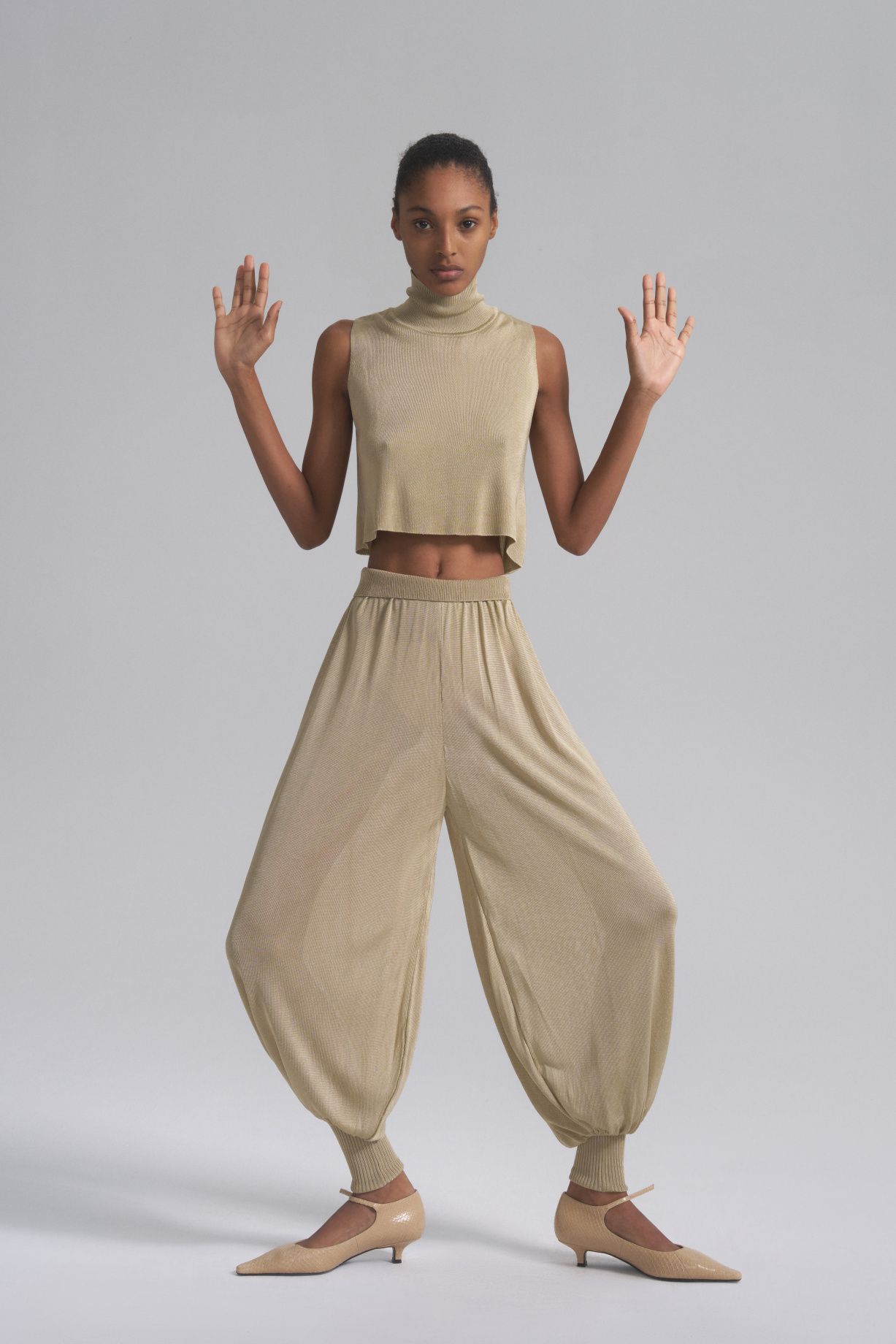 Aladdin silk jersey trousers with cuffs - фото 2