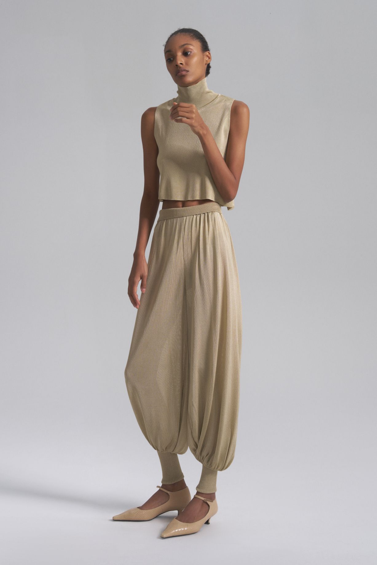 Aladdin silk jersey trousers with cuffs - фото 4