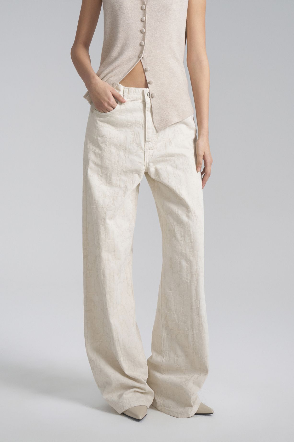 Cotton patterned jacquard jeans - фото 4