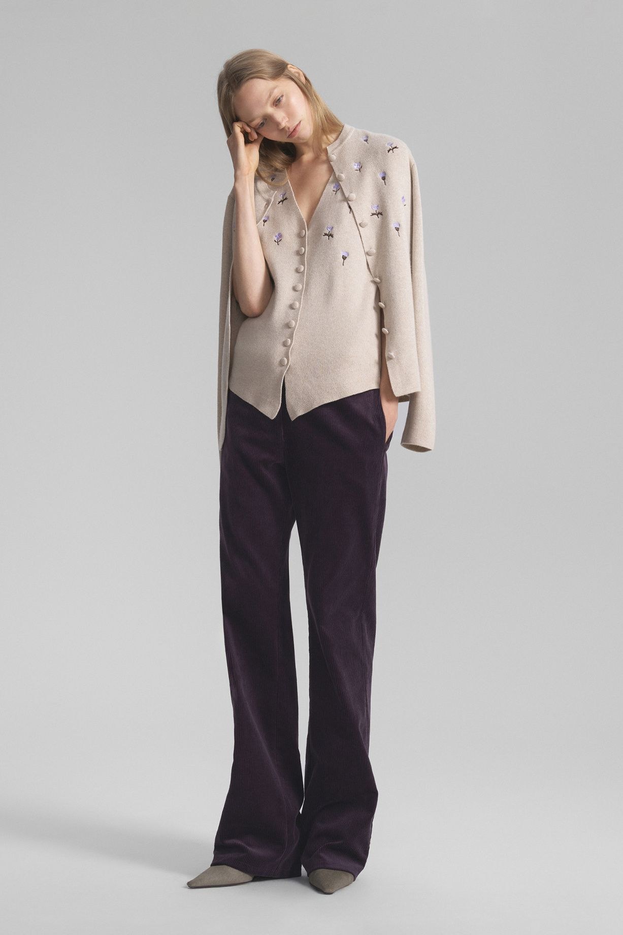 Cashmere and silk button-down cardigan with embroidery - фото 2