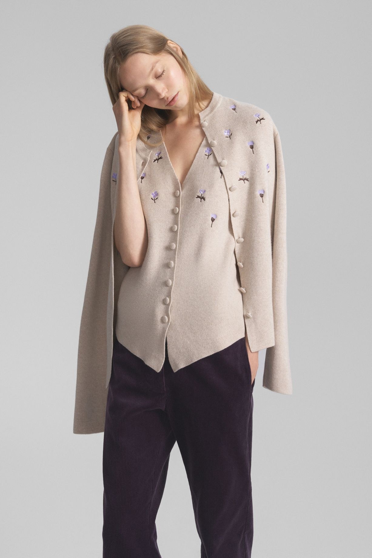 Cashmere and silk button-down cardigan with embroidery - фото 3