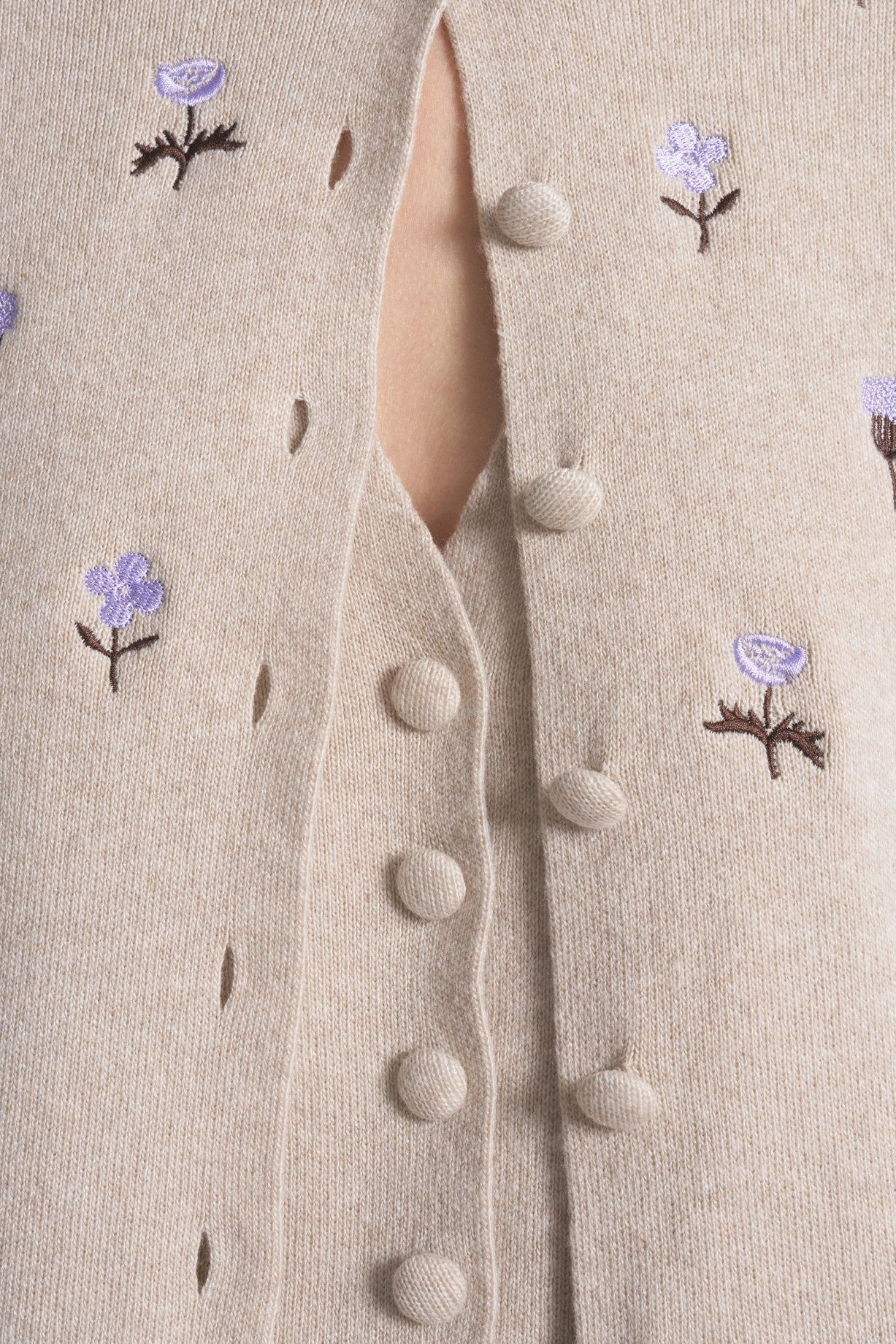 Cashmere and silk button-down cardigan with embroidery - фото 5
