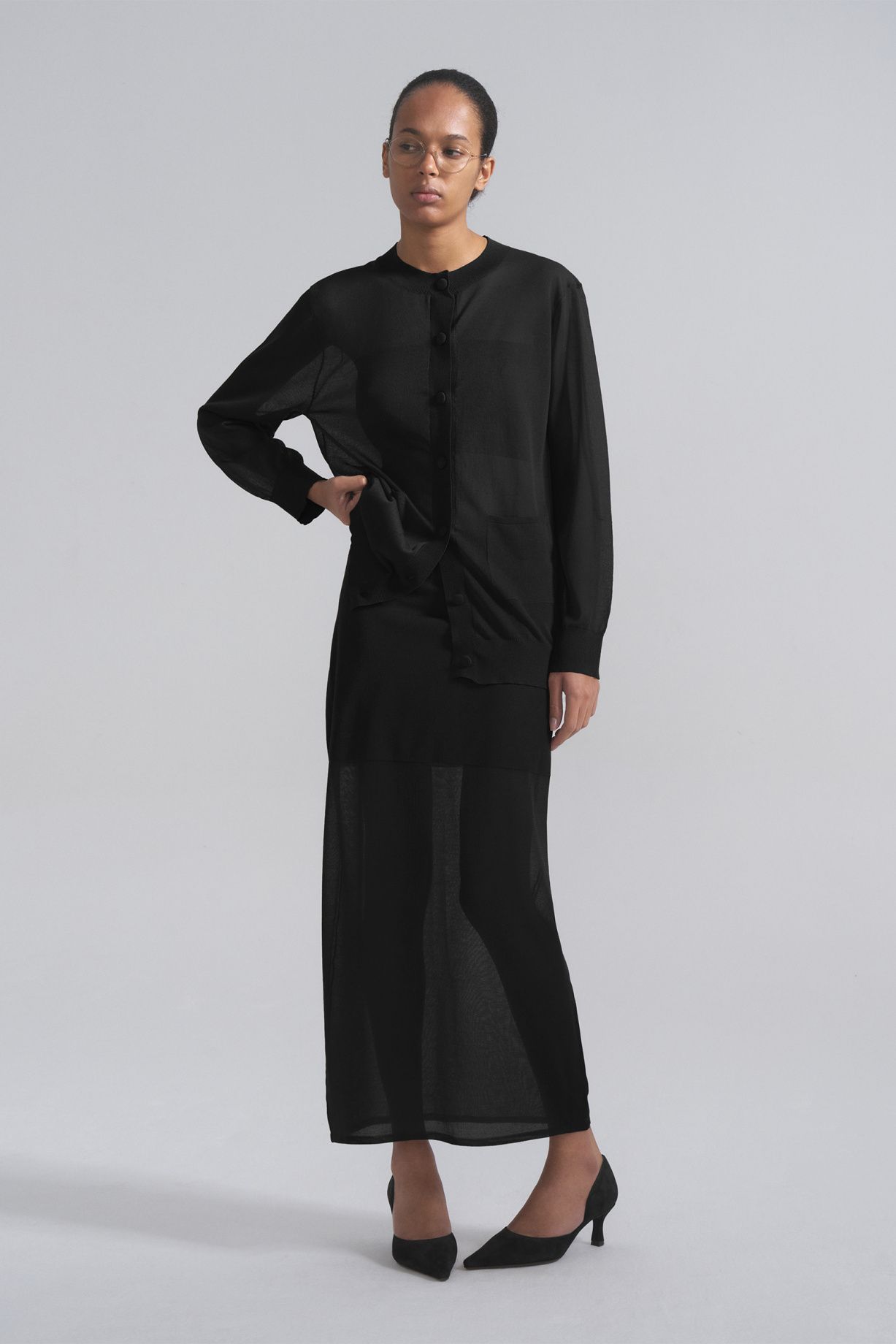Ella silk cardigan with covered buttons - фото 2