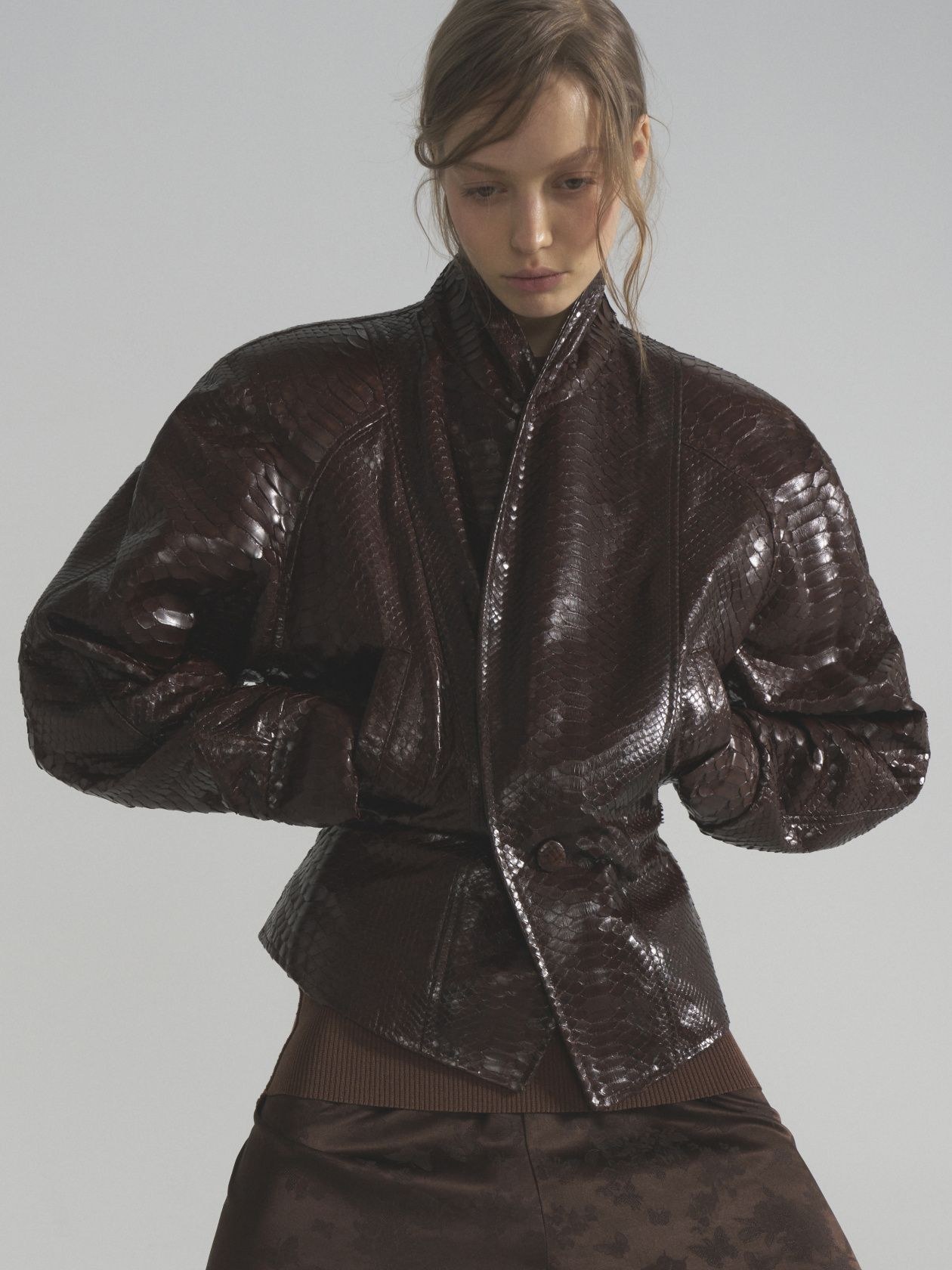 Fitted python leather jacket - фото 3