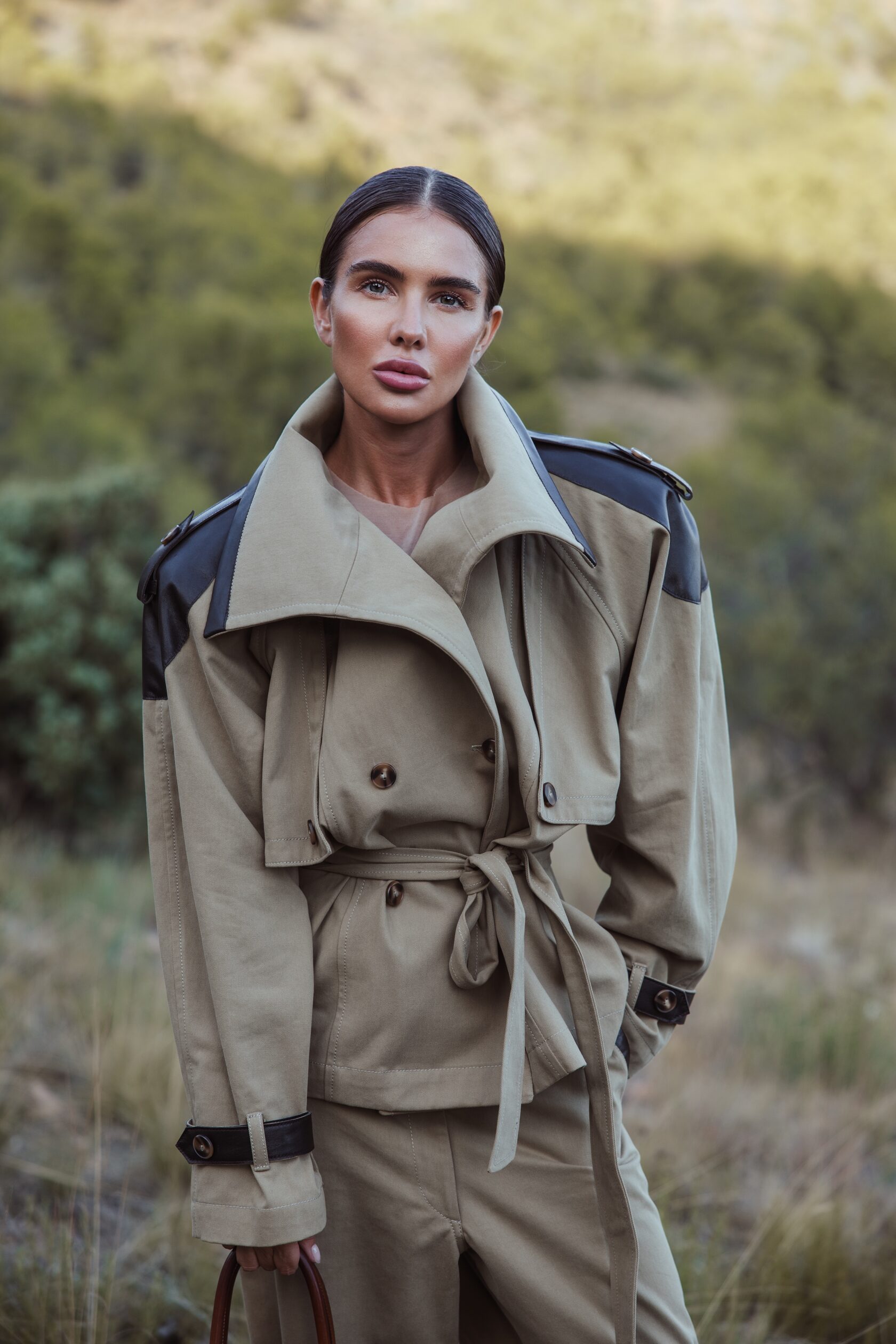Leather trench with pants - фото 5