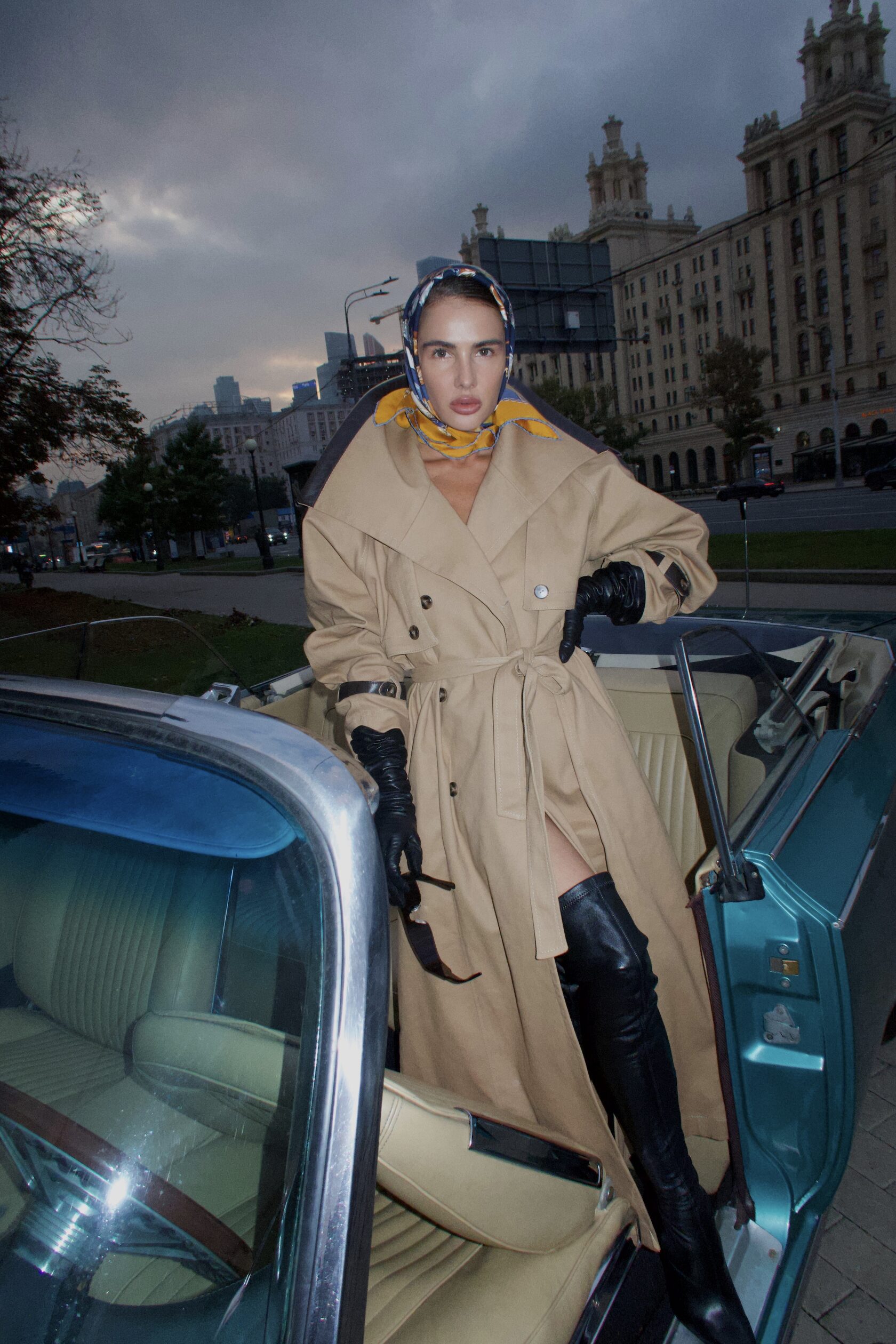 Leather trench long - фото 2
