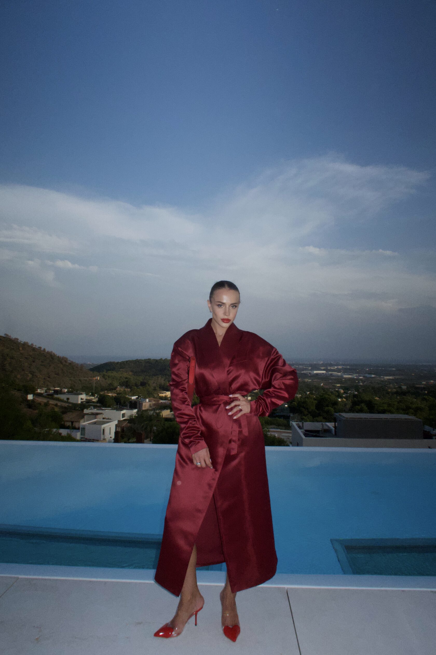 Gq dress long burgundy - фото 4