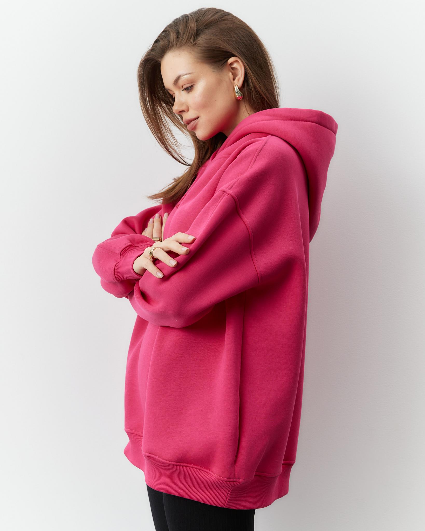 Худи „Base” в цвете фусия и красным лого - фото 3