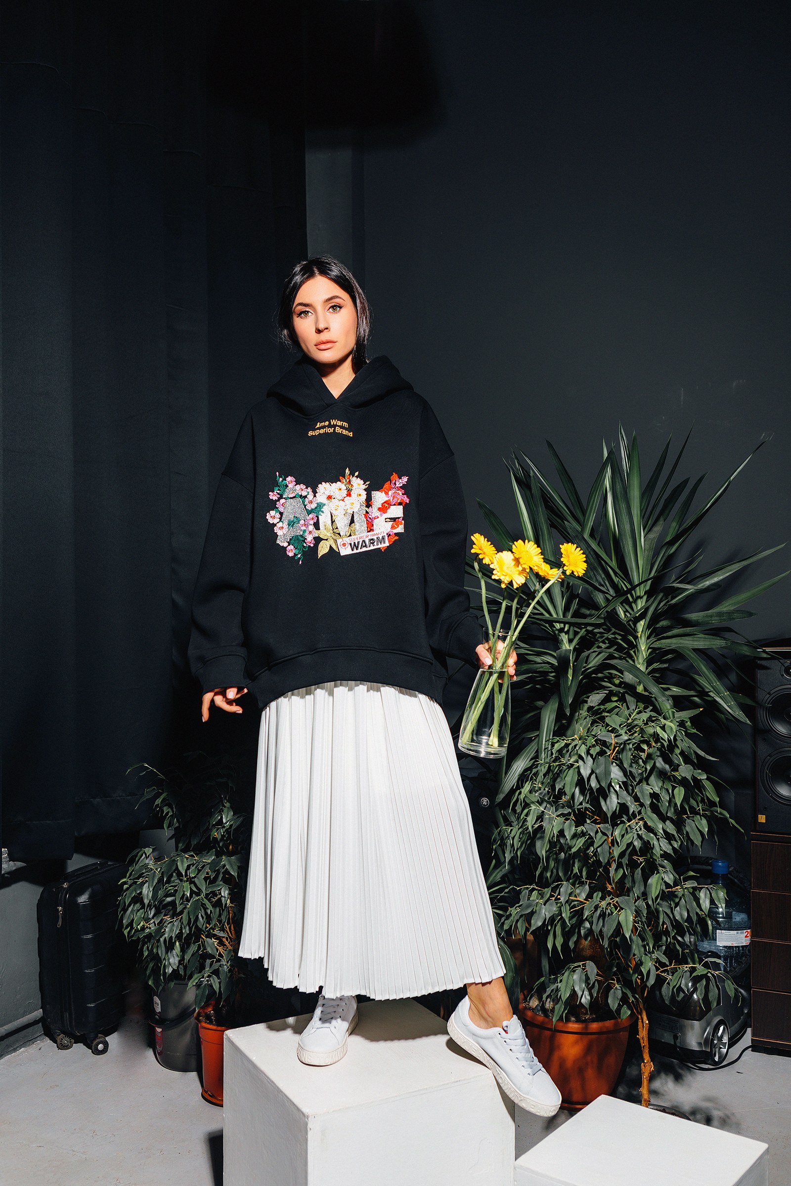 Оверсайз Худи " Floral / Black " - фото 3