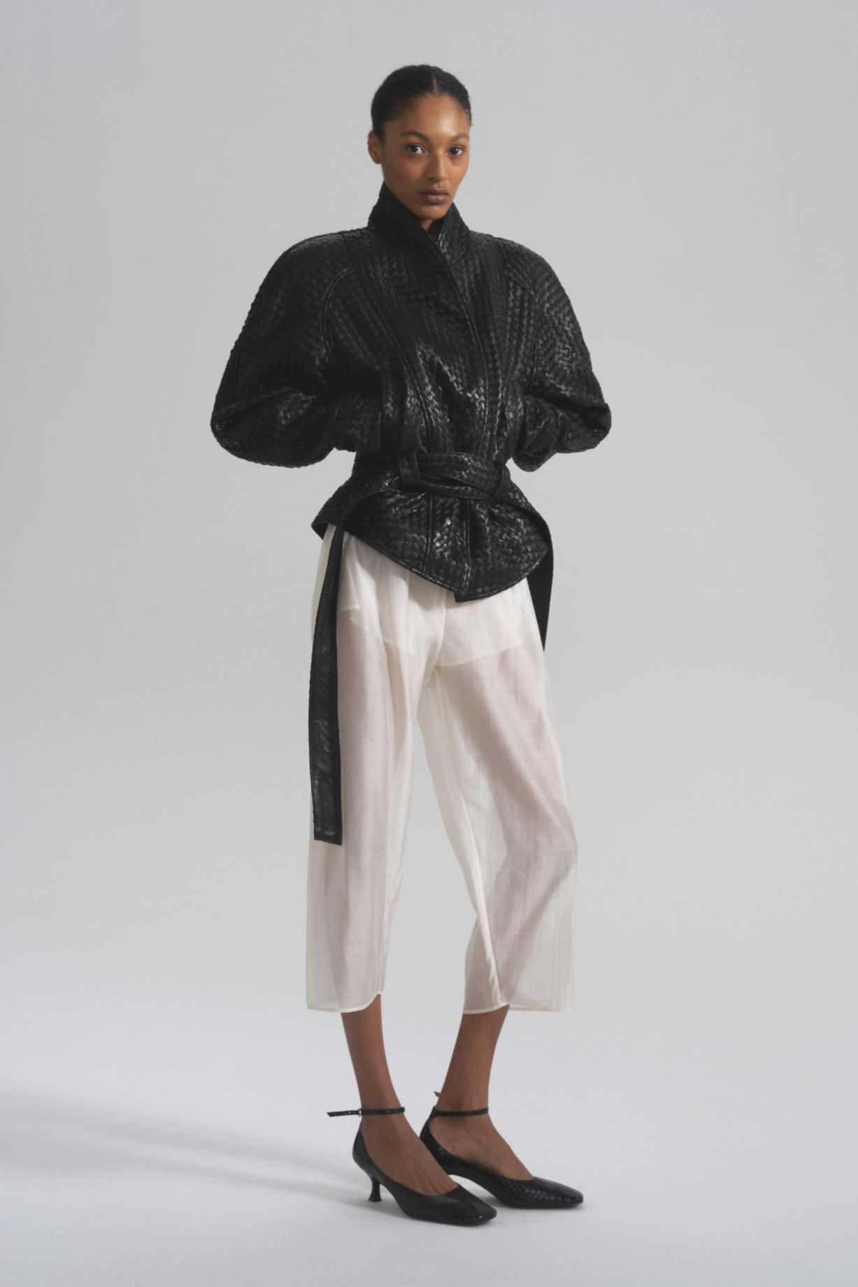 Cropped trousers with shorts made of batiste - фото 2