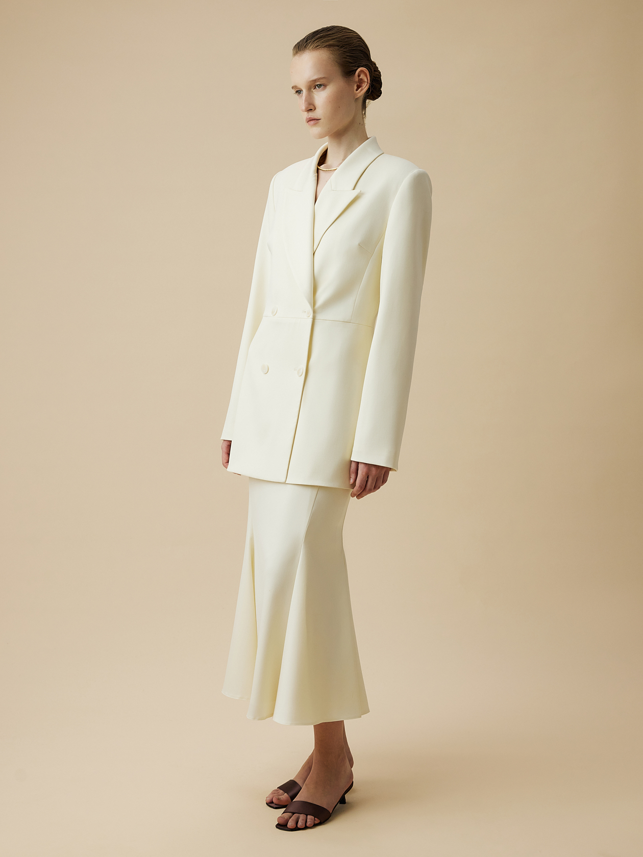 Waisted jacket in Ivory — Bats