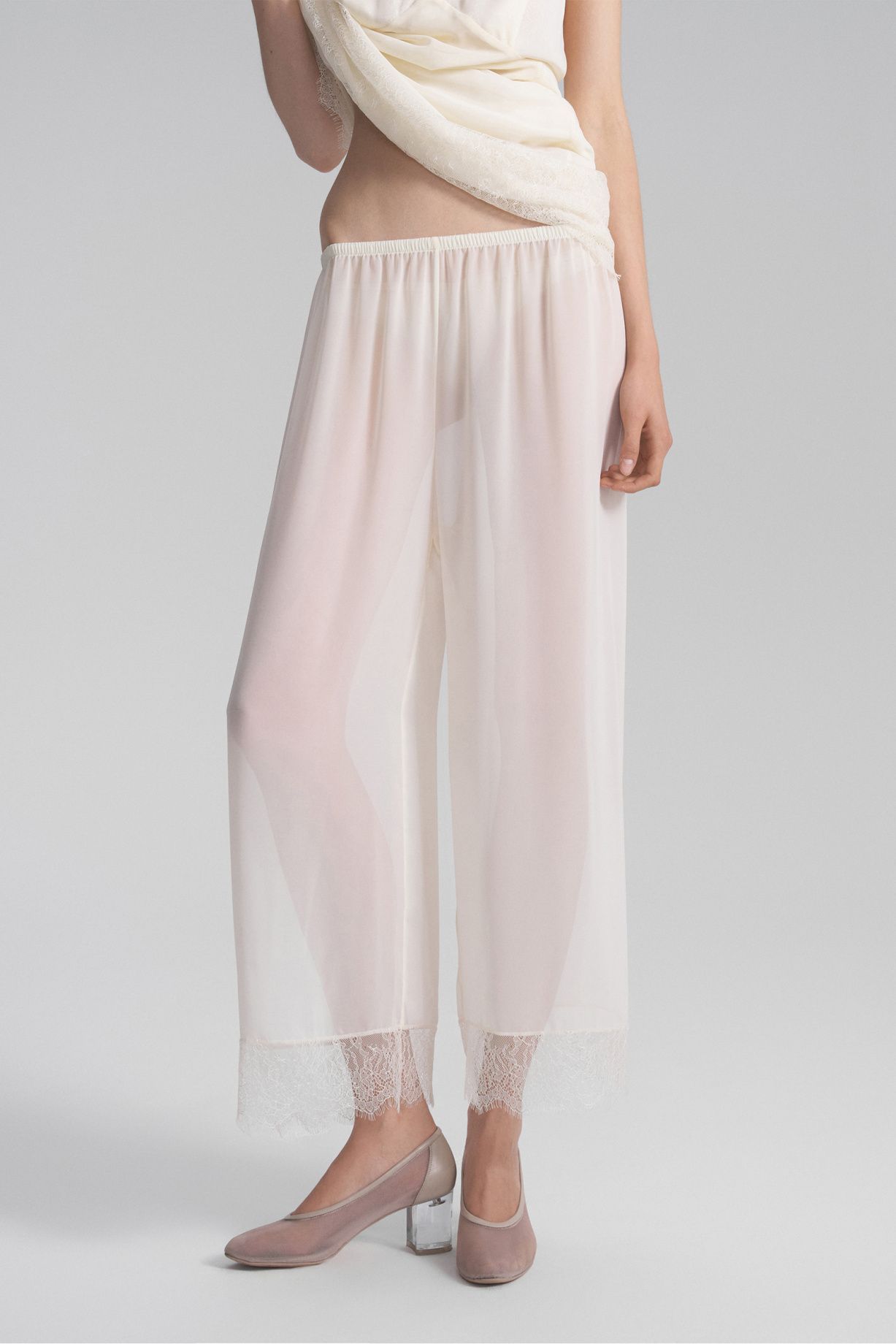 Nika chiffon trousers with English lace - фото 2