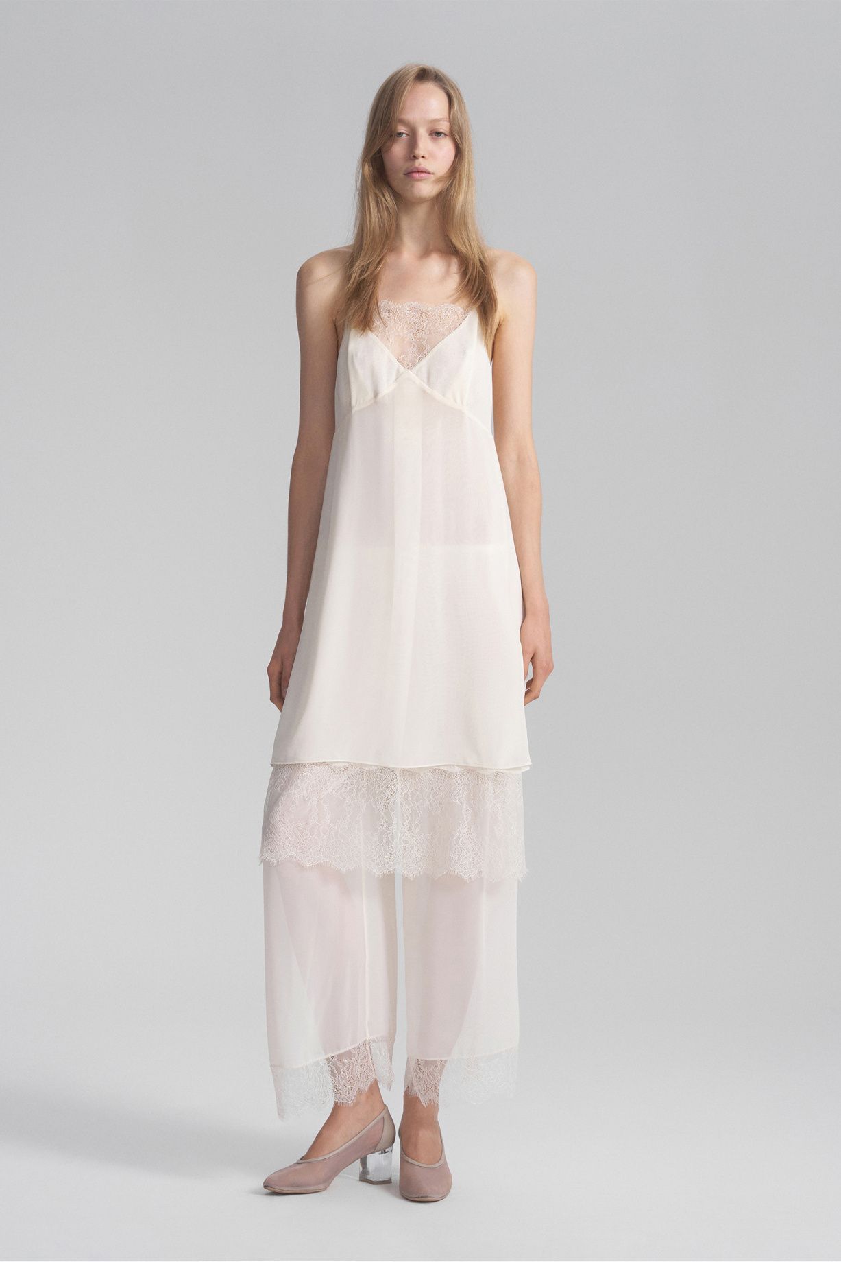 Nika chiffon trousers with English lace - фото 3