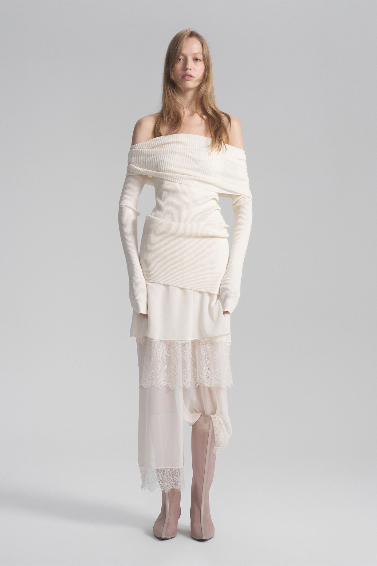 Nika chiffon trousers with English lace - фото 5