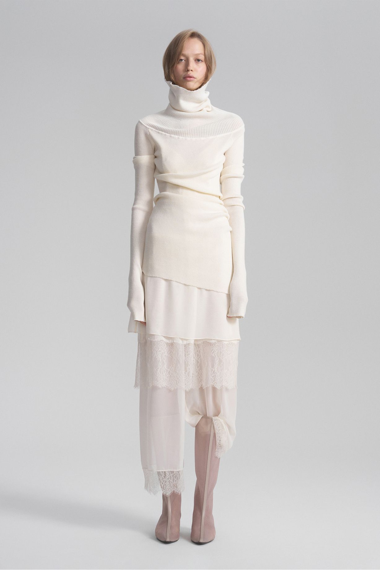 Nika chiffon trousers with English lace - фото 6
