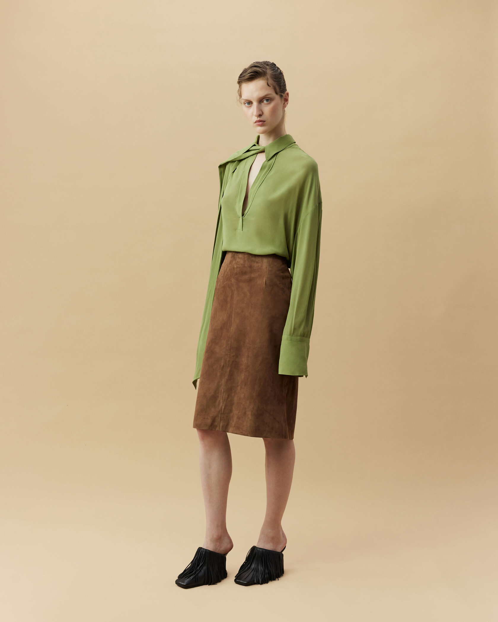 Suede Midi Skirt in Ginger — Bats