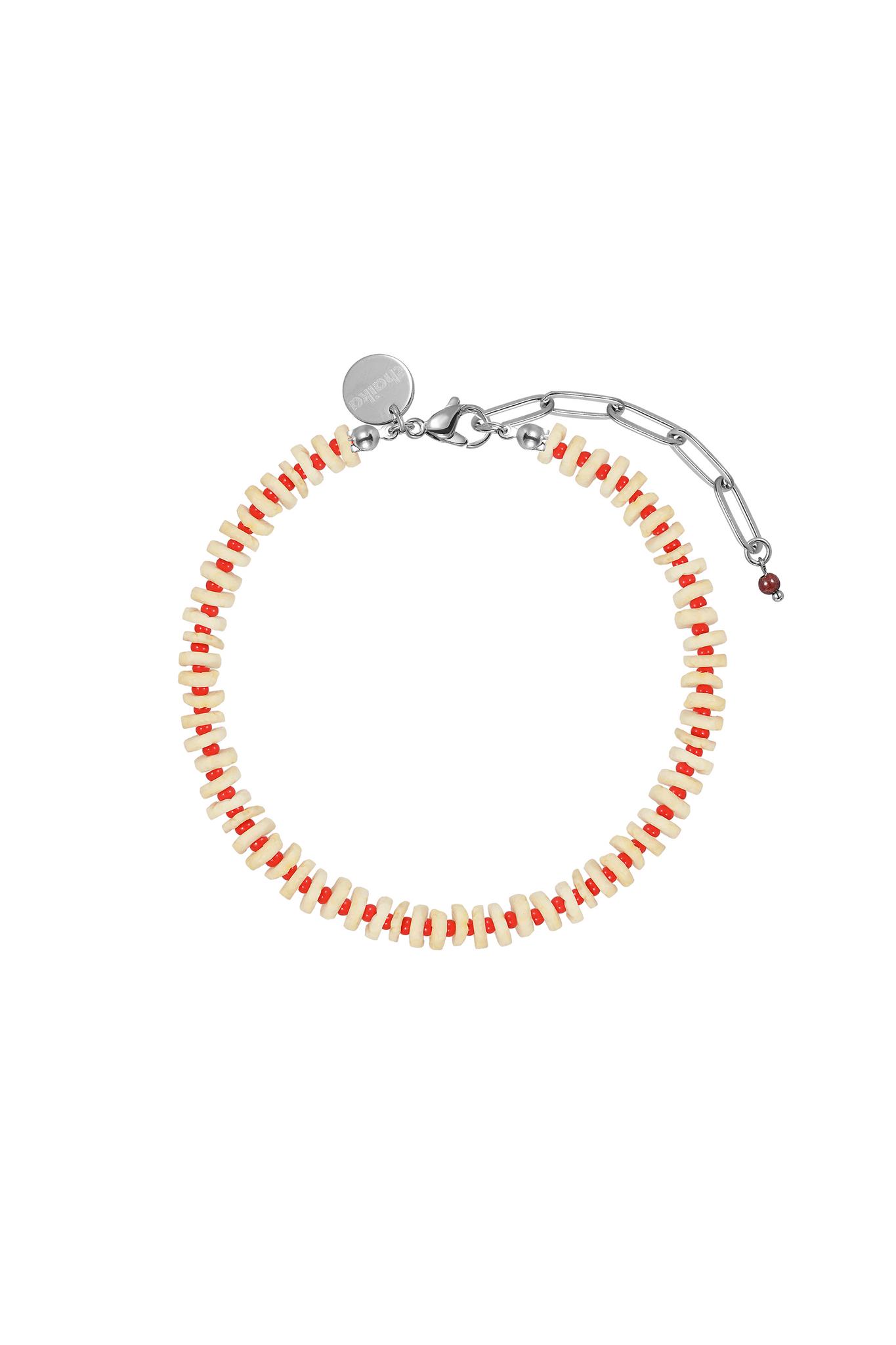 Анклет с ракушками, чешским бисером и гранатом — Chaikastore