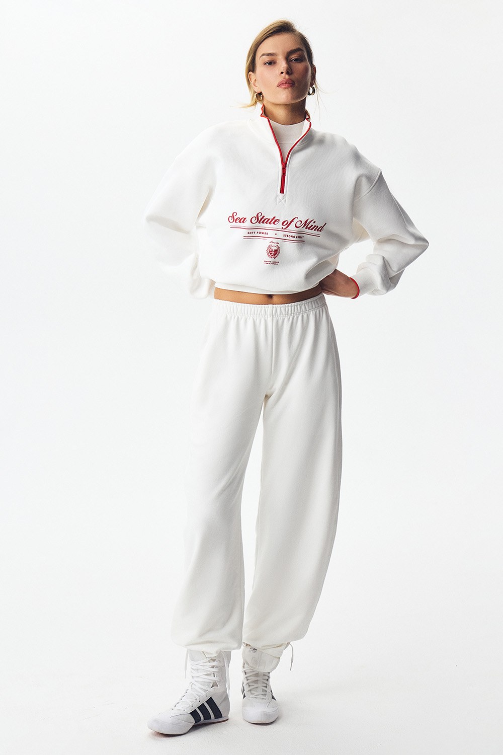 Толстовка на короткой молнии с принтом ATHLEISURE Белый - фото 4