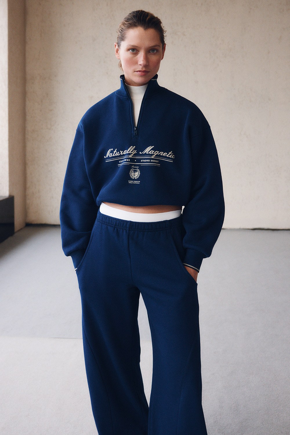 Толстовка на короткой молнии с принтом ATHLEISURE Синий - фото 2