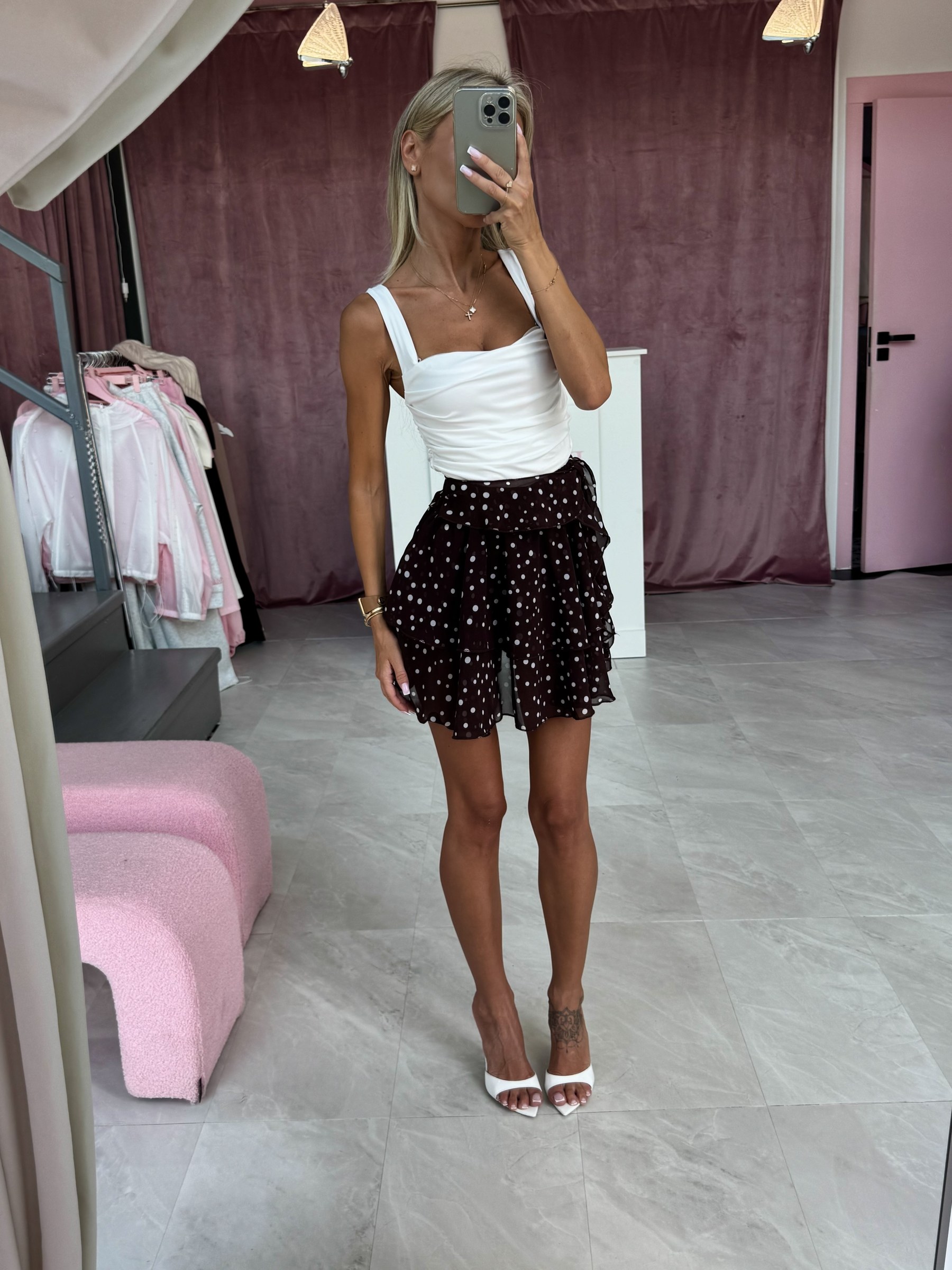 Мини-юбка в горошек с воланами — Indress