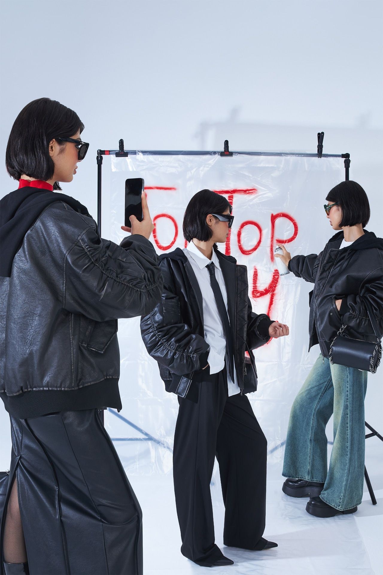 Бомбер из экокожи TOPTOP STUDIO — TopTop
