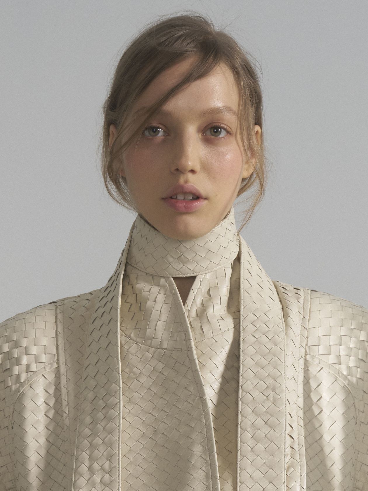 Fitted woven leather jacket - фото 3