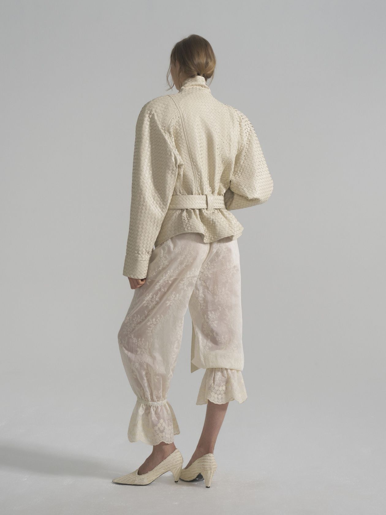Fitted woven leather jacket - фото 4