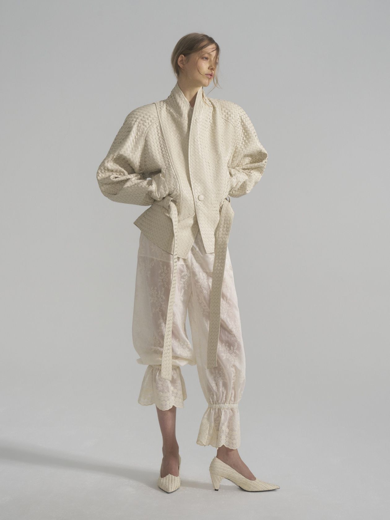 Fitted woven leather jacket - фото 6