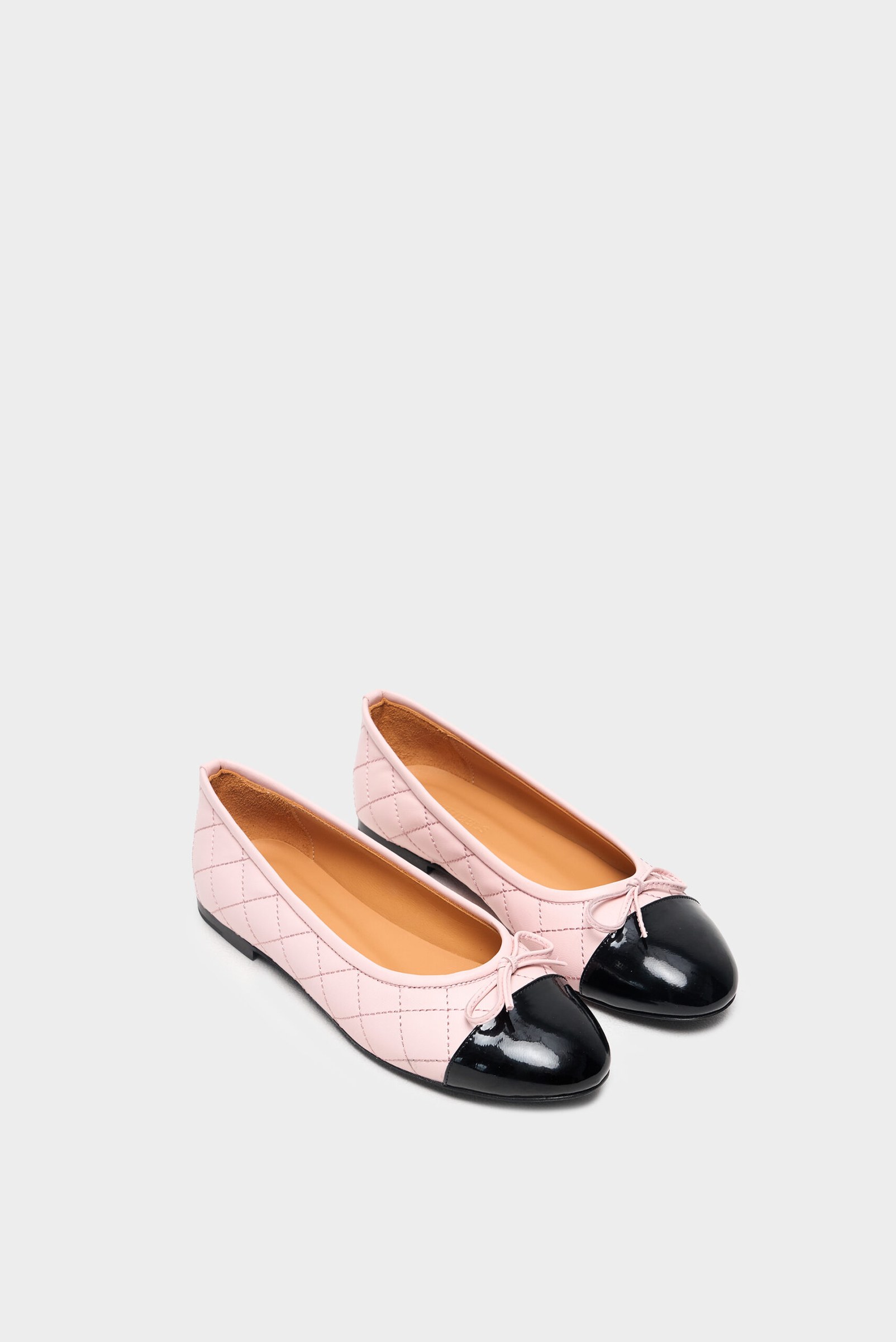 Балетки ТИНА Розовые черный мыс — NIKIHEELS