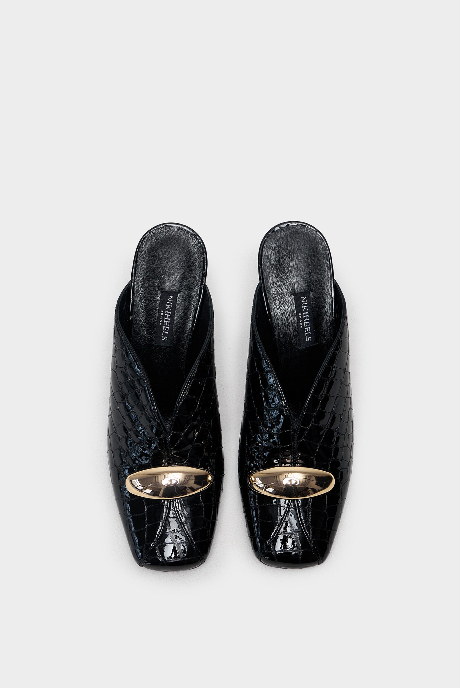 Сабо ХЛОЯ 80 mm экстра Черный кроко — NIKIHEELS