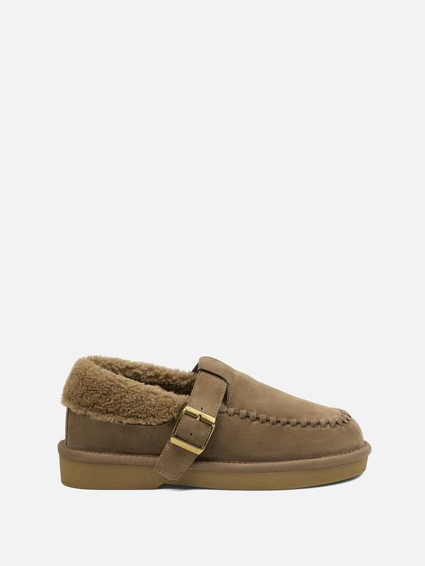ЛОФЕРЫ С МЕХОМ BISHOP БЕЖЕВЫЙ — BL Brand